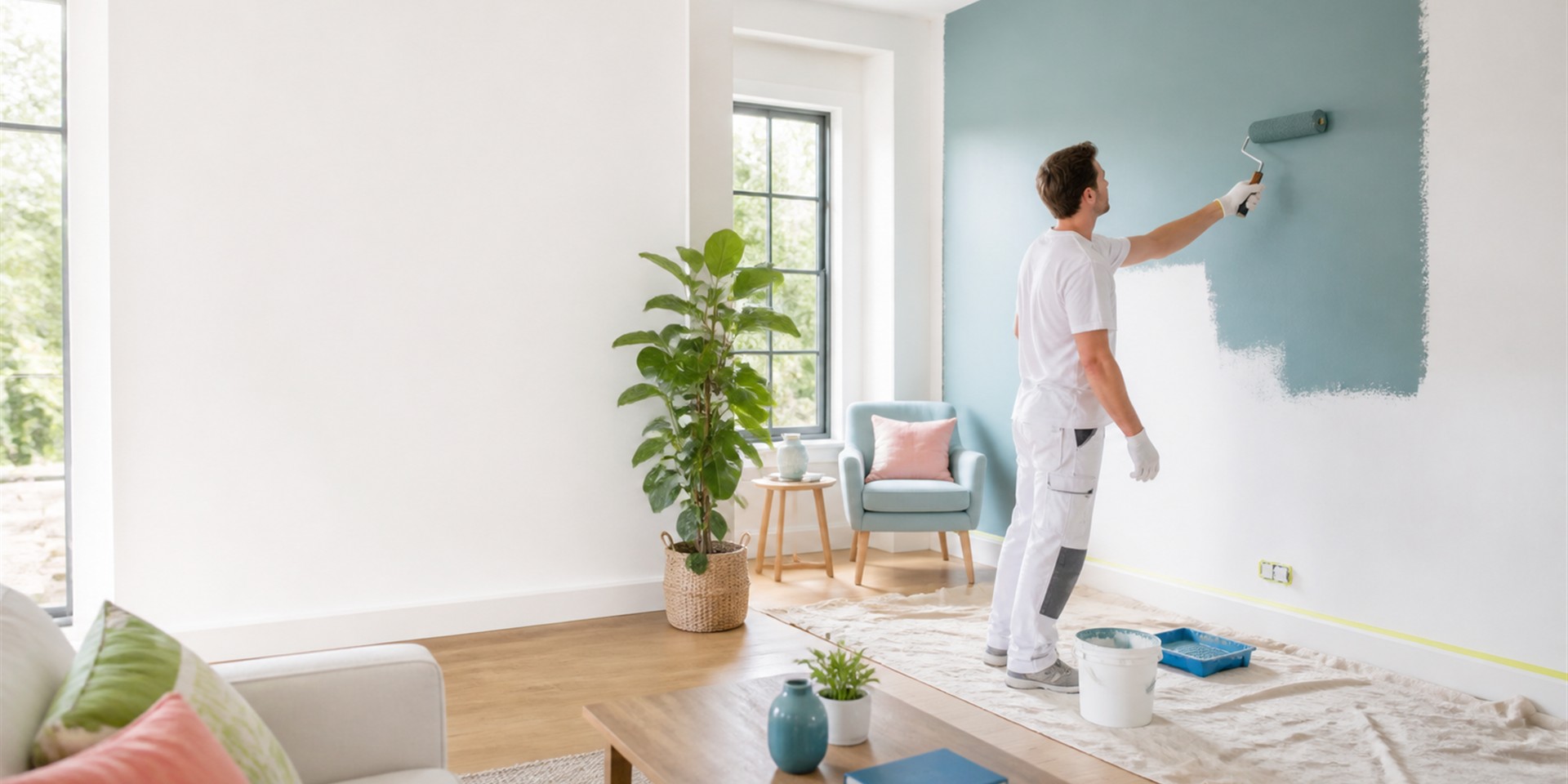 Illustrative generated painting and decorating scene